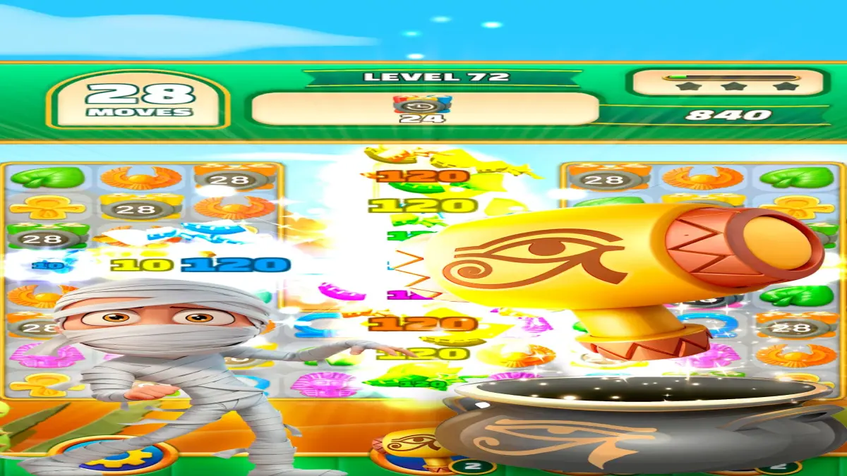 Painel de objetivos de nível em Gods & Gems