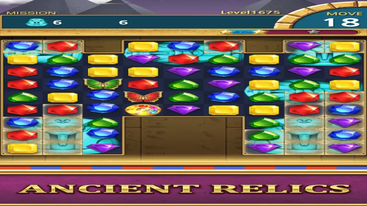 Tabuleiro de Jewels Pharaoh com peças em forma de escaravelho e ankh